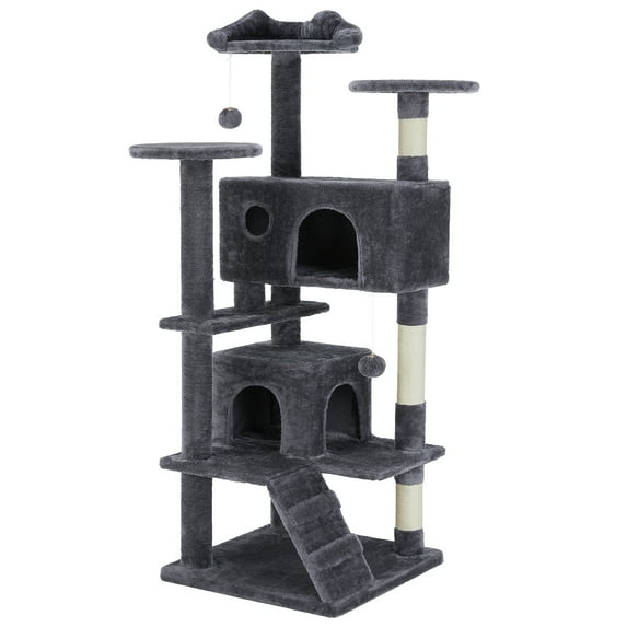 ZUNMOS Cat Tree Tower with Scratching Post for Indoor Cats, Multi-Level Activity Center Sturdy Cat Play Furniture, Gray