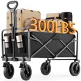 thumbnail image 1 of edx Collapsible Foldable Wagon Cart, Heavy-Duty Multi-Purpose Garden Cart, All-Terrain Foldable Wagon with Side Pockets, Large Capacity Space, for Sports, Shopping, Camping, Black, 1 of 10