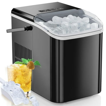 JOINSUN Countertop Portable Ice Maker, 9 Cubes in 6 Min, Self-Cleaning with Handle, Ice Scoop, Black