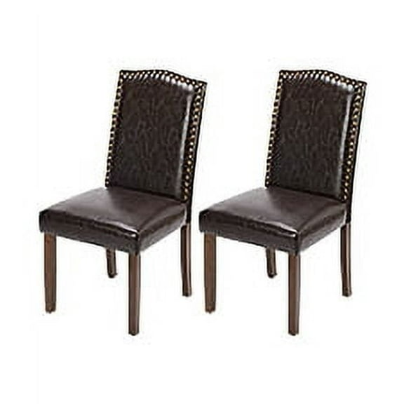 ZUNMOS Dining Chairs Set of 2, Elegant Parsons Chairs with Nailhead Trim and Sturdy Wood Legs, Dark Brown