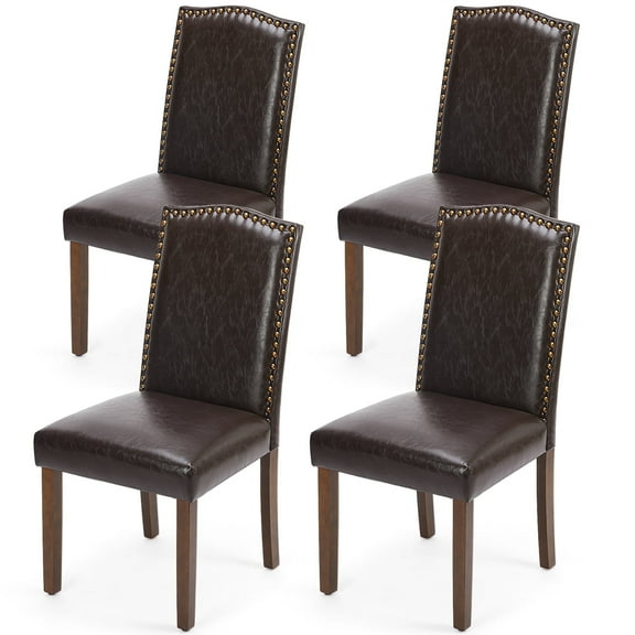 EDX Dining Chairs Set of 4, Parsons Chairs with Nailhead Trim and Wood Legs