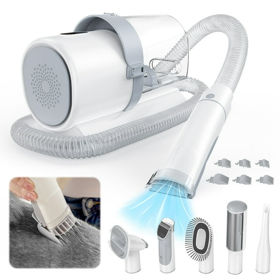 ZUNMOS Dog Grooming Vacuum Cleaner, 2.5L Large Capacity Pet Hair Trimmer Electric Clipper, 5-In-1 Grooming Kit