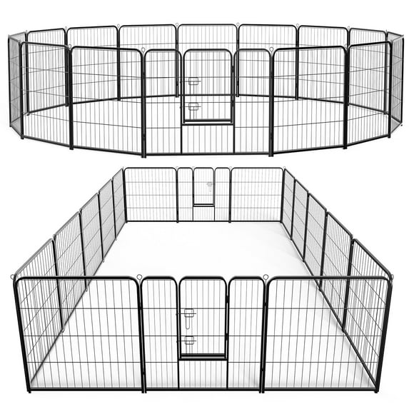 ZUNMOS Dog Playpen, 16 Panels 32" Foldable Heavy Duty Metal Pet Fence Indoor Outdoor