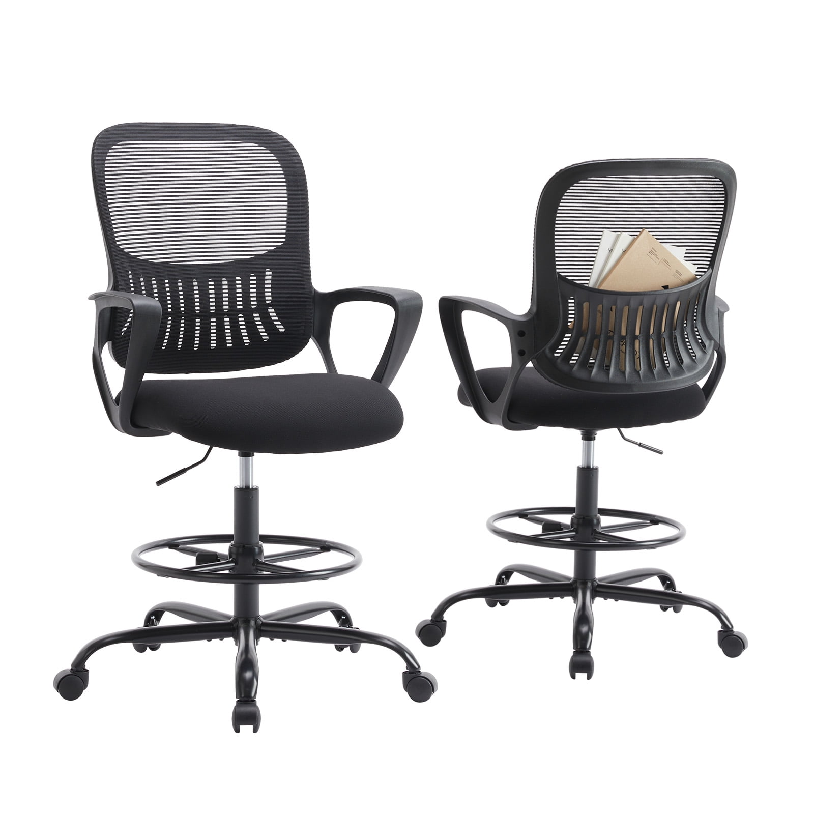 ZUNMOS Drafting Chair, Ergonomic Tall Office Chair with Storable Lumbar