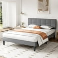 thumbnail image 1 of JOINSUN Fabric Queen Size Bed Frame, Upholstered Platform Bed with Adjustable Headboard and Storage Space, No Box Spring Needed, Grey, 1 of 4