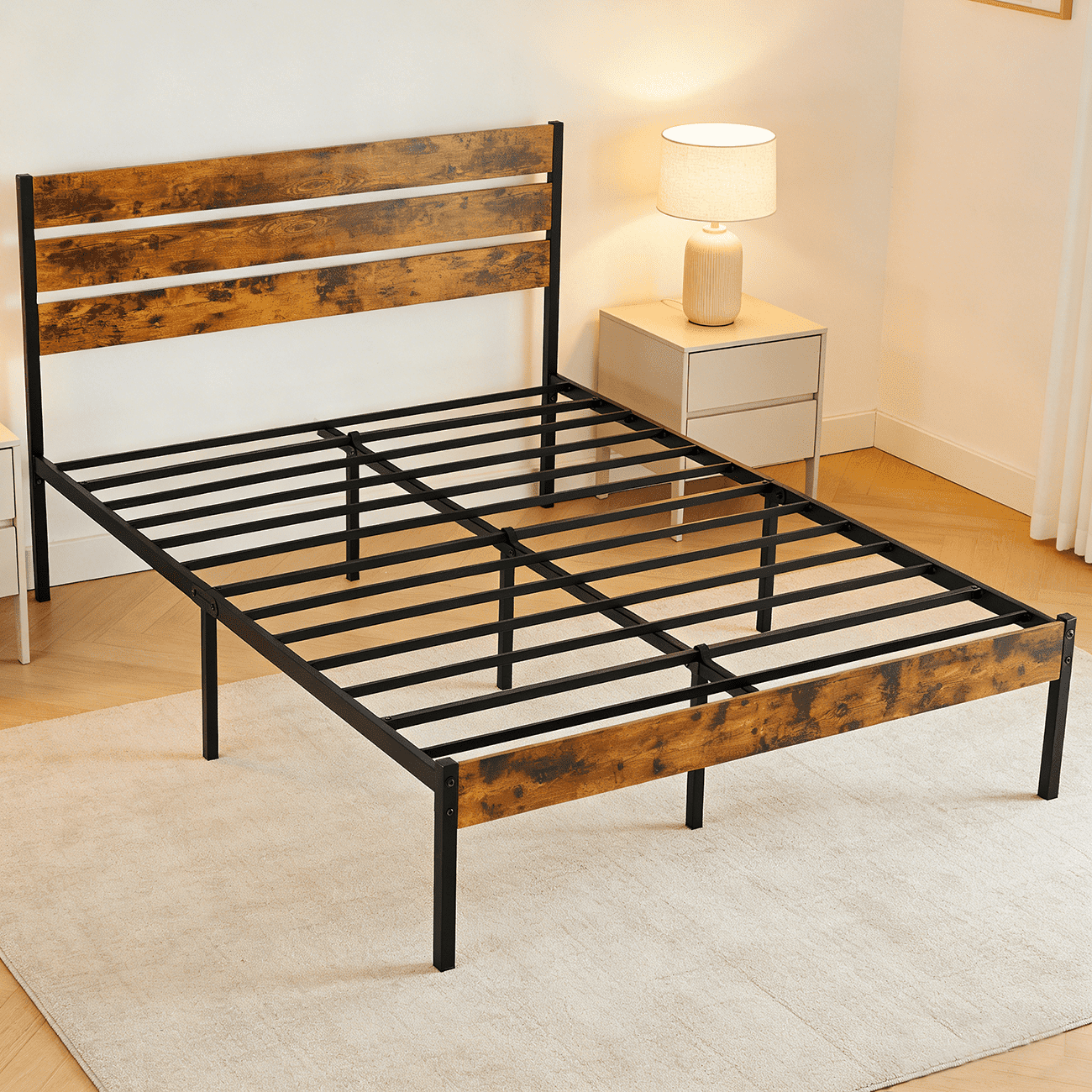 Hard with bed Single ベッドフレーム mattress Metal with Frame Bed Platform Metal Cassidy Edenbrook Amazon.com: ベッドフレーム