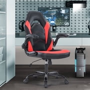 CONCETTA Gaming Chair, PU Leather, Ergonomic with Flip-up Armrests, Lumbar Support, Red