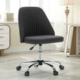 thumbnail image 1 of JOINSUN Mid-Back Vanity Chair, Adjustable Rolling Chair, Armless Modern Design for Home Office, Makeup & Small Spaces - Light Gray, 1 of 8