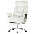 thumbnail image 1 of ZUNMOS Home Office High Back Reclining Desk Chair with Footrest, Big and Tall Adjustable Height PU Leather Executive Computer Task Chair with Leg Rest and Lumbar Support, Armrest, White, 1 of 8