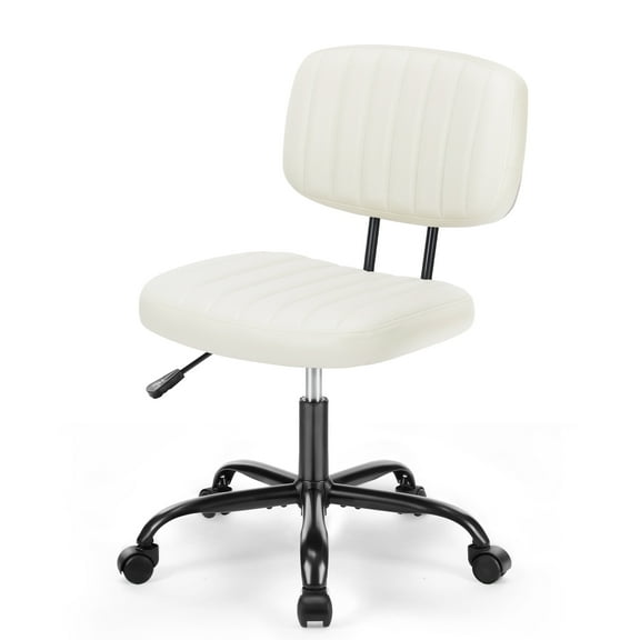 ZUNMOS Indoor Home Office Chair Low Back Height Adjustment Task Desk Chair, White
