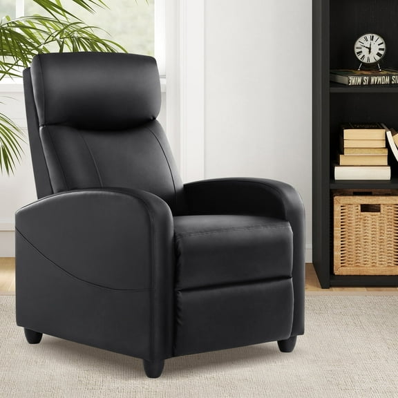 ZUNMOS Massage Recliner, Small Recliner Sofa, with Cushioned Seat and Massage Backrest, Remote Control, Suitable for Home Theater Living Room, Bedroom, Black