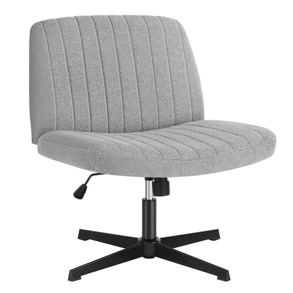 ZUNMOS Modern Armless Home Office Desk Chair, Height Adjustable, Swivel Wheels,Comfortable Fabric for Work,Daily Makeup, Reading , Grey