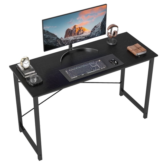 ZUNMOS Modern Office Desk Sturdy Computer Table with Storage Bag & Iron Hook for Home Bedroom 47", Black