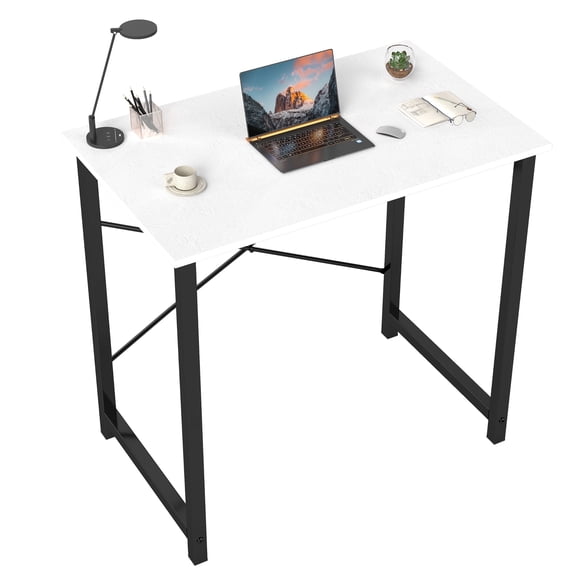 ZUNMOS Modern Sturdy Desk with Storage Bag and Iron Hook, Black