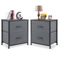 edx Nightstand Set of 2, End Table Side Table with 2 Fabric Drawers Bedside Table for Bedroom, Closet, Dorm, Grey