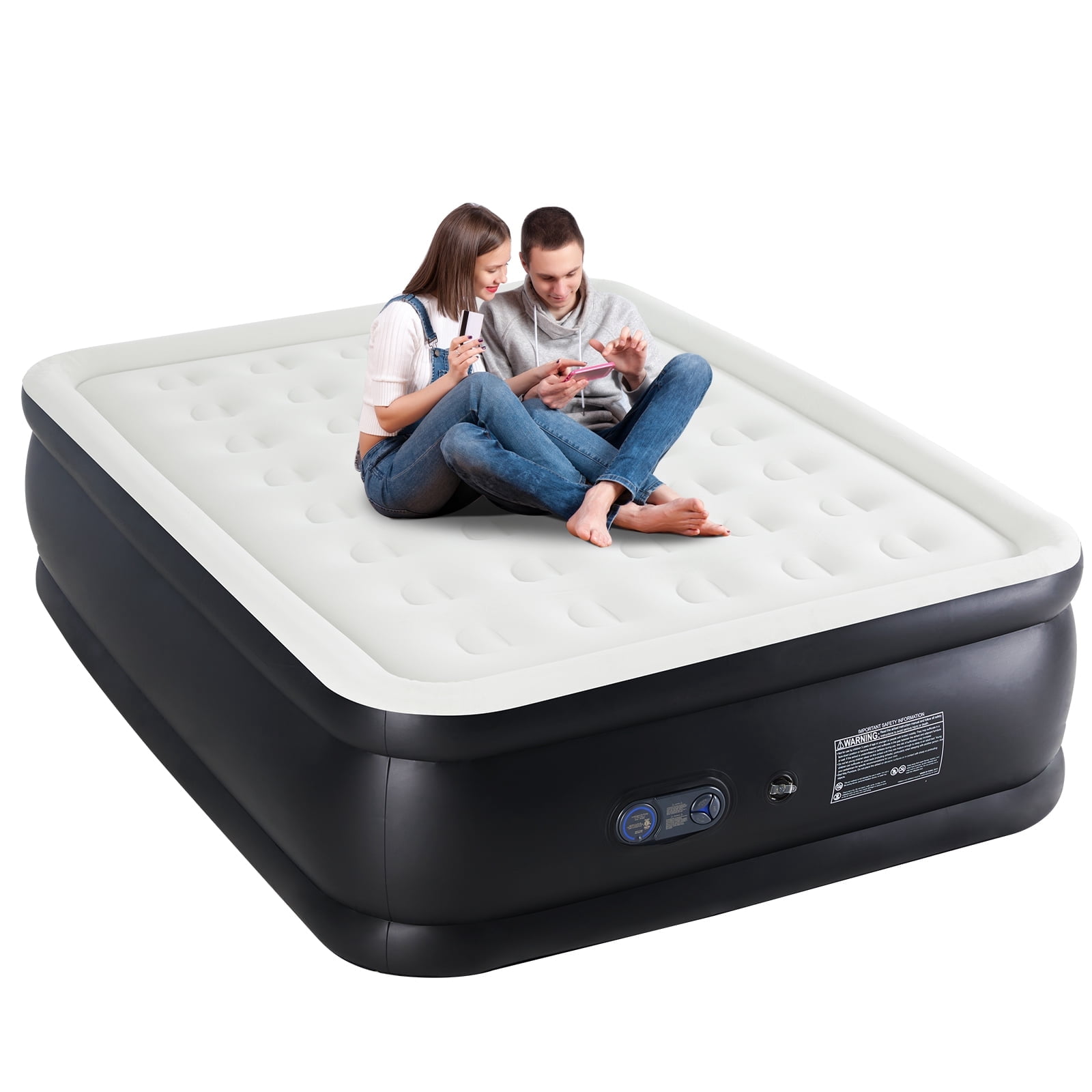 ZUNMOS Queen Air Mattress, 16" H Portable Low Noise Colchone Inflable with Built in Pump, Maximum Weight Capacity 660 LBS Air Bed for Camping, Indoor and Family - Walmart.com