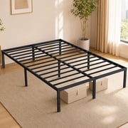 ZUNMOS 14 Inches Queen Bed Frame, Heavy Duty Metal Platform with Storage Space Under Frame, No Box Spring Needed Queen Size Bed Frame, Black