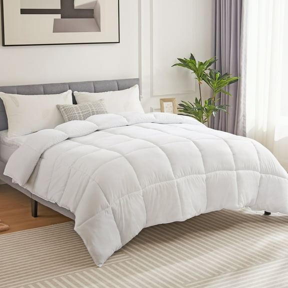 ZUNMOS Queen Size Bedding Comforter Duvet Insert, All Season Duvet, Down Alternative Bed Comforter, Quilted Comforter with Corner Tabs, White