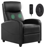 MCQ Recliner Sofa with Vibration Massage, Adjustable Footrest Chair for Lounge Bedroom, Black