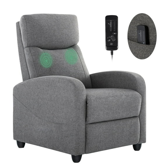 MCQ Recliner Sofa with Vibration Massage, Adjustable Footrest Chair for Lounge Bedroom, Gray