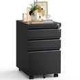thumbnail image 1 of ZUNMOS Rolling File Cabinet, 3 Drawer Mobile File Cabinet with Lock, Metal Small Vertical File Cabinet with Pre-Assembled for Home Office, Black, 1 of 7