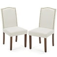 thumbnail image 1 of ZUNMOS Set of 2 Upholstered Fabric Dining Chairs with Nailhead Trim and Wood Legs - Modern Armless Kitchen Side Chairs for Living Room and Dining Room, Beige, 1 of 8