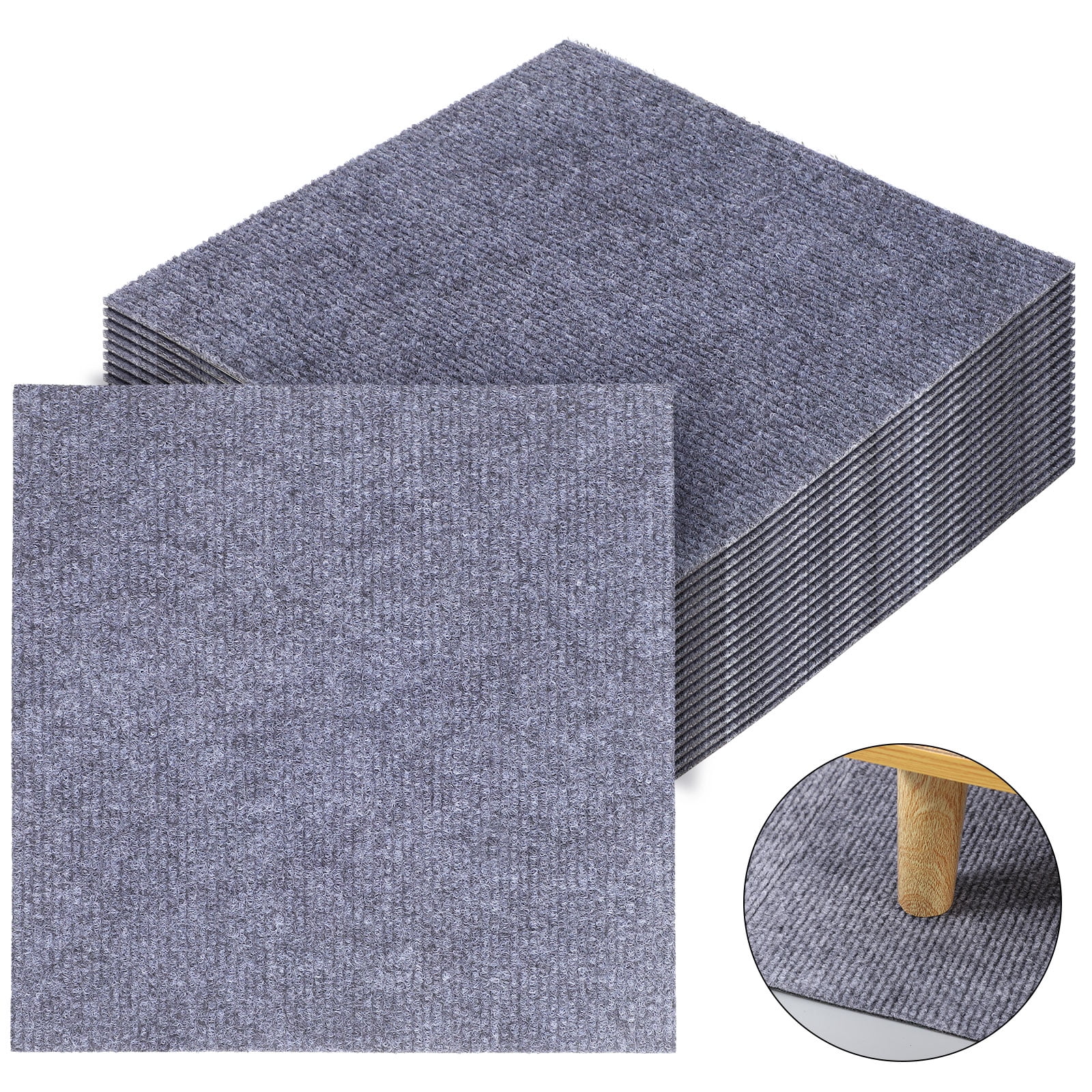 ZUNOXAZ 100-Piece Self Adhesive Carpet Tiles Peel and Stick Light Grey Floor Mats 30x30cm for High Traffic Areas Bedroom Hotel 11.79X11.79X0.16in