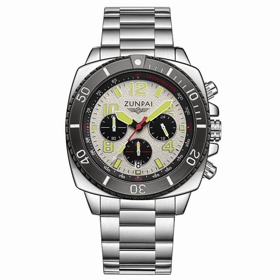 ZUNPAI Watches for Men with Luminous Calendar Waterproof, Men's Wristwatch Fashion Quartz Analog Leather Steel Strap Watch
