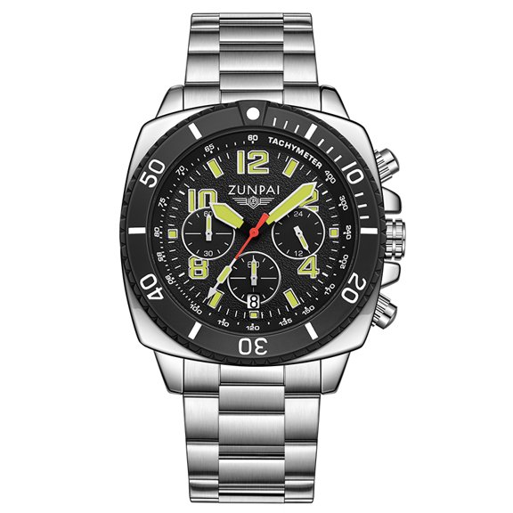 ZUNPAI Watches for Men with Luminous Calendar Waterproof, Men's Wristwatch Fashion Quartz Analog Leather Steel Strap Watch