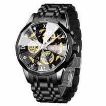 ZUNPAI Watches for Men with Luminous Calendar Waterproof, Men's Wristwatch Fashion Quartz Analog Leather Steel Strap Watch