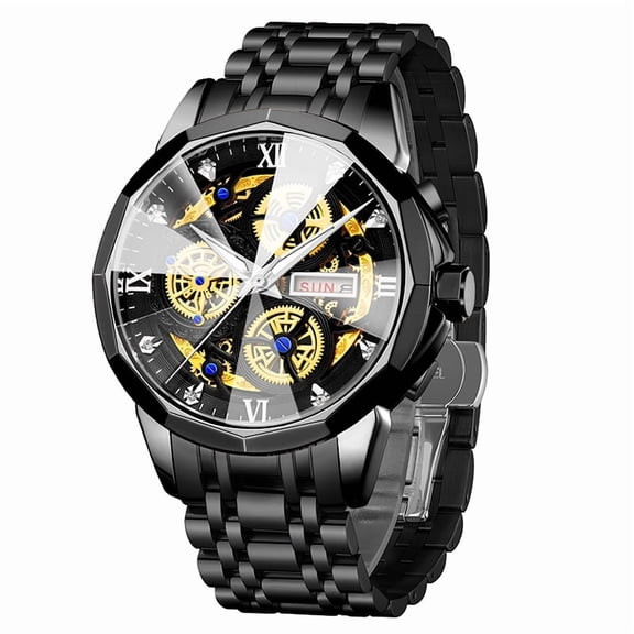 ZUNPAI Watches for Men with Luminous Calendar Waterproof, Men's Wristwatch Fashion Quartz Analog Leather Steel Strap Watch