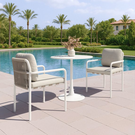 Aite Dining Chair Beige Dining Chair, Modern Style, Removable and washable cushion cover, Aluminum, Outdoor Dining