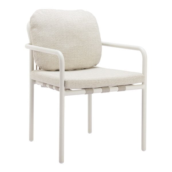 Beige Olefin Cushioned Aluminum Outdoor Dining Chair