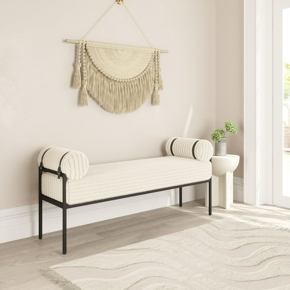 Barrow Bench Cream Bench, Modern Style, Seats up to 2, Plywood, Indoor Living