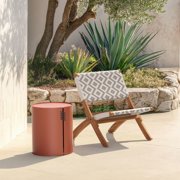 Bayu Side Table Brown End Table, Modern Style, Powder Coated Aluminum round shape tabletop, Aluminum, Outdoor Living