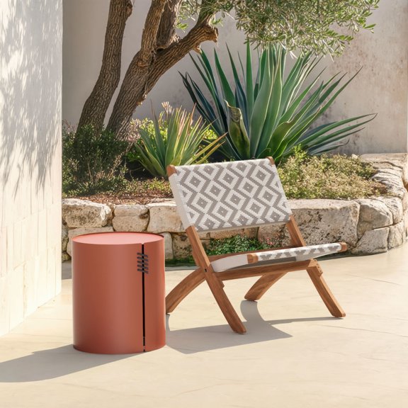 Bayu Side Table Brown End Table, Modern Style, Powder Coated Aluminum round shape tabletop, Aluminum, Outdoor Living