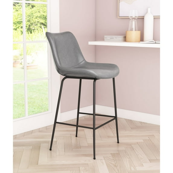 Byron Counter Stool Gray Counter Stool, Modern Style, Plush and durable faux leather fabric, Plywood, Indoor Bar