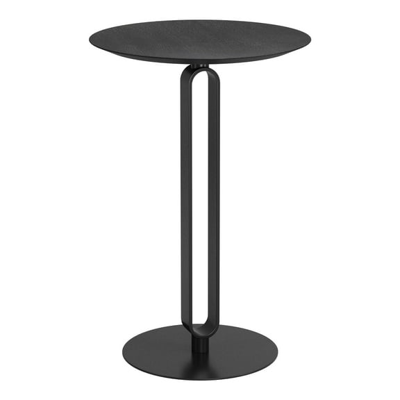 Derry Counter Table Black Counter Table, Modern Style, Faux Wood MDF round shape tabletop, Steel, Indoor Bar