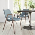 thumbnail image 1 of Desi Dining Chair Azure Gray & Walnut Dining Chair, Modern Style, Plush and durable faux leather fabric, Plywood, Indoor Dining, 1 of 12