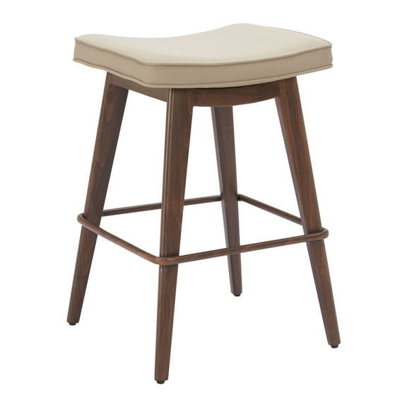 Divat Counter Stool Beige & Walnut Counter Stool, Modern Style, Plush and durable faux leather fabric, Plywood, Indoor Bar