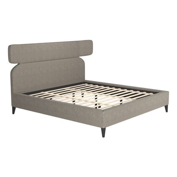 Dusa King Bed Olive Brown Bed, Modern Style, Rubber feet protect floor from scratches, Rubberwood, Indoor Bedroom