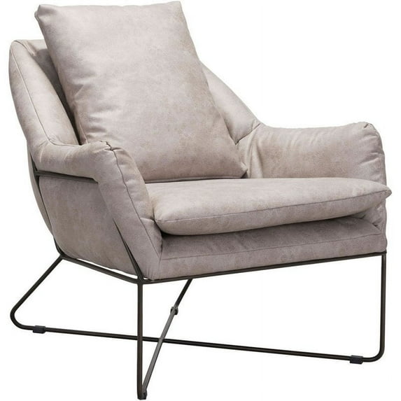 ZUO Finn Faux Leather Accent Chair in Distressed Gray and Black