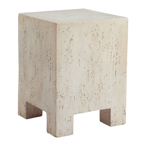 Kitara Side Table Beige End Table, Modern Style, Faux Stone Magnesium Oxide square shape tabletop, Magnesium Oxide, Indoor Living