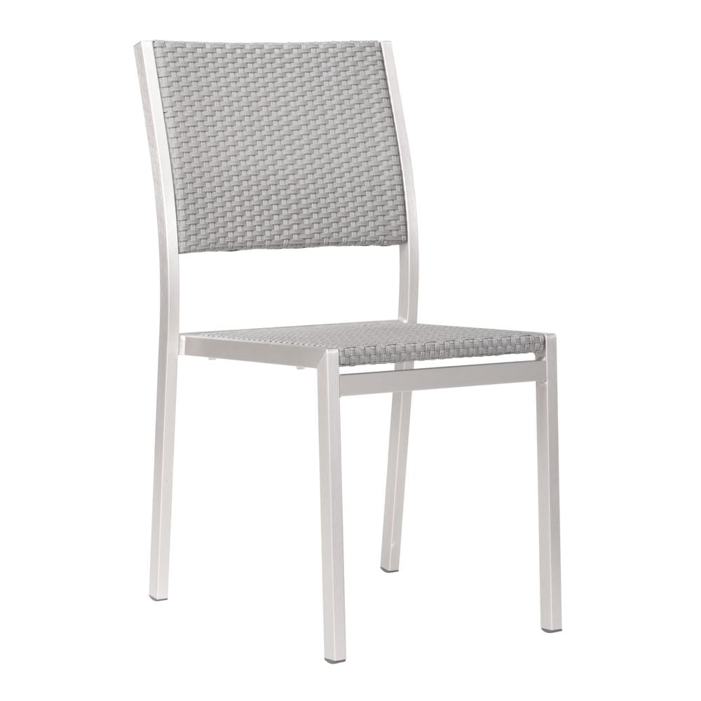 Gray Metal and Wood Contemporary Side Chair