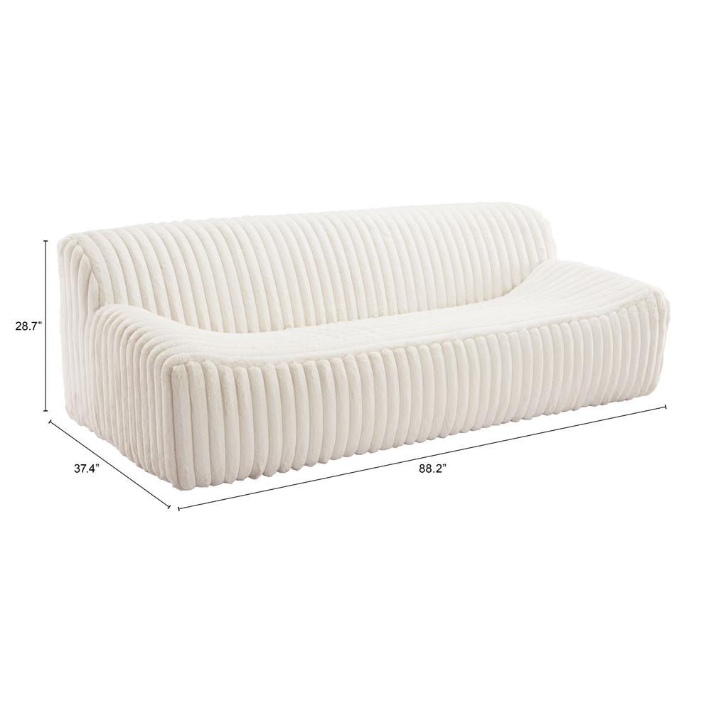 Cream Cord-Style Fabric Upholstered Sofa with Wood Frame