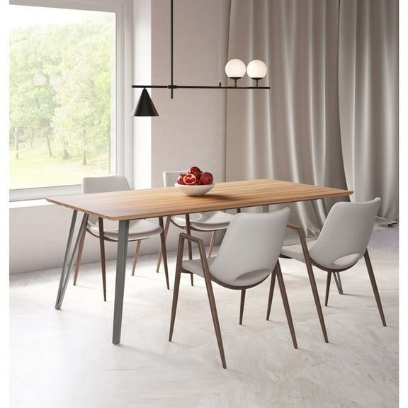 Perpignan Dining Table Brown Dining Table, Modern Style, Faux Wood MDF rectangular shape tabletop, Steel, Indoor Dining