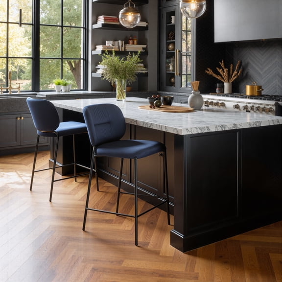 Plat Counter Stool Blue Counter Stool, Modern Style, Stackable for space saving storage, Plywood, Indoor Bar