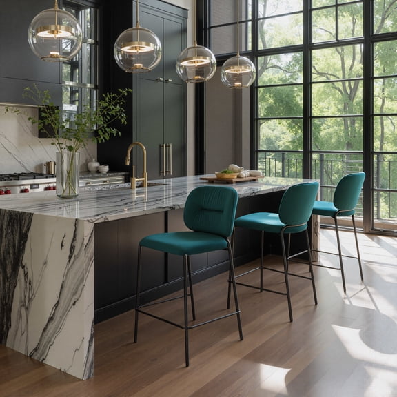 Plat Counter Stool Green Counter Stool, Modern Style, Stackable for space saving storage, Plywood, Indoor Bar