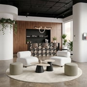 Rahat Accent Chair White Accent Chair, Modern Style, Velveteen strips corduroy fabric, Rubberwood, Indoor Living