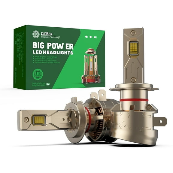 ZUOBAN H1 Led Blubs, 50000LM Super Brighter, 1:1 Halogen Size Fog light,Canbus Ready, 6500K Cool White , 50000Hrs Long Service Life with Cooling Fan, Plug and Play, Pack of 2